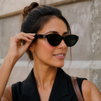 Dames retro cat-eye zonnebril in zwart Jelle Jora Mode