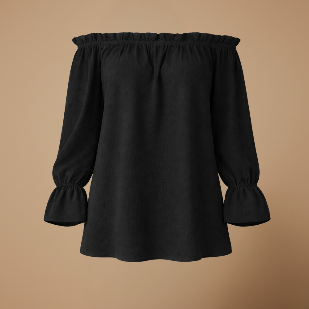 Dames zomerse blouse met ruches en off-shoulder design Jelle Jora Mode