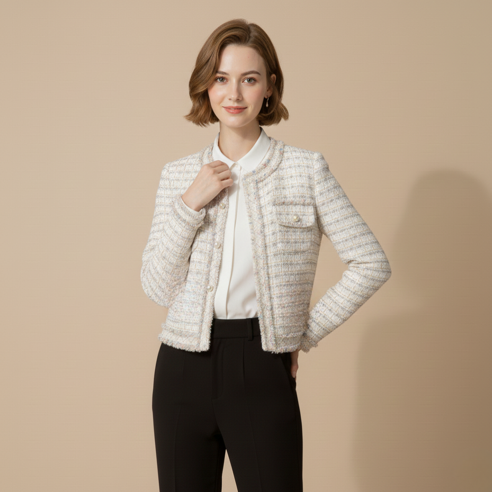 Korte jas met textuur voor dames Jelle Jora Mode