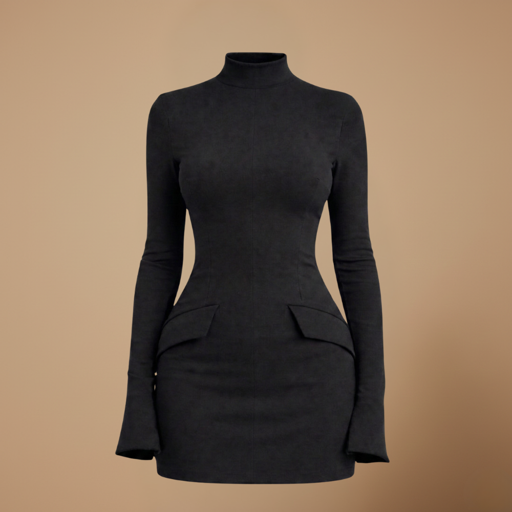 Dames slim fit mini-jurk met lange mouwen en nauwsluitende pasvorm Jelle Jora Mode
