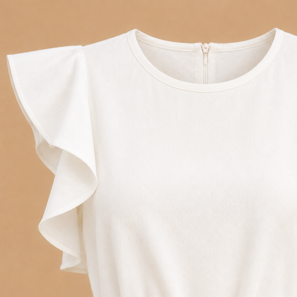 Dames jumpsuit met wijde pijpen gerimpelde mouwen en ceintuur Jelle Jora Mode