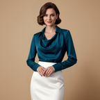 Damesblouse met v-hals en lange mouwen