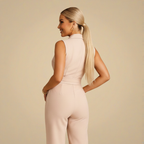 Dames Elegante Wikkel Jumpsuit – Mouwloos met Geknoopt Tailleband Jelle Jora Mode