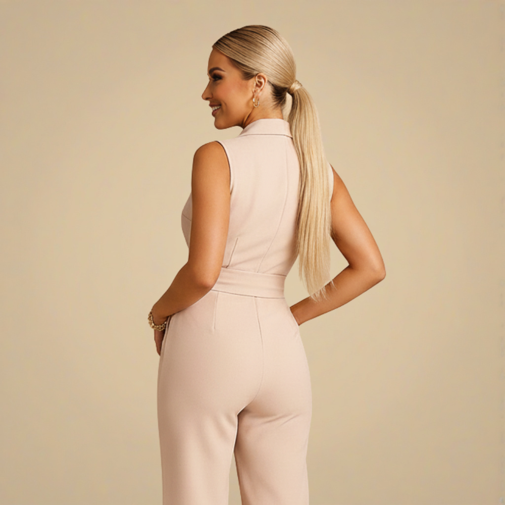 Dames Elegante Wikkel Jumpsuit – Mouwloos met Geknoopt Tailleband Jelle Jora Mode