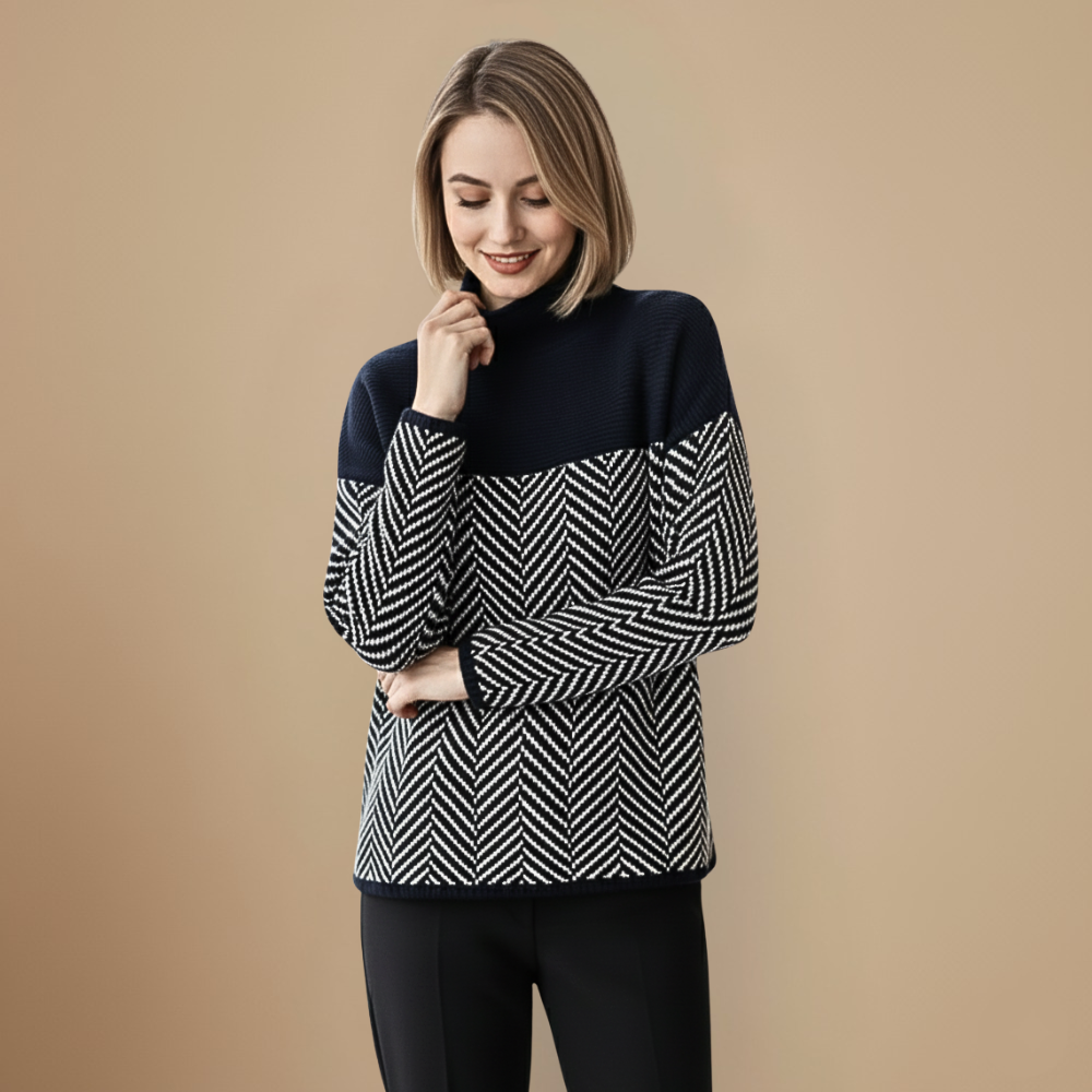 Gelaagde gestreepte coltrui van dik warm breisel Jelle Jora Mode