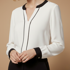 Damesblouse met lange mouwen en v-hals