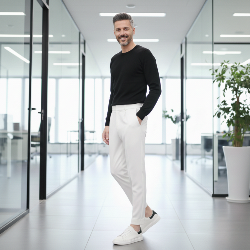 Slim fit taps toelopende enkellange herenbroek Jelle Jora Mode