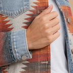 Denim patchwork jasje in retrostijl Jelle Jora Mode