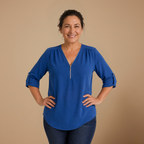 Dames blouse met V-hals en ritssluiting Jelle Jora Mode