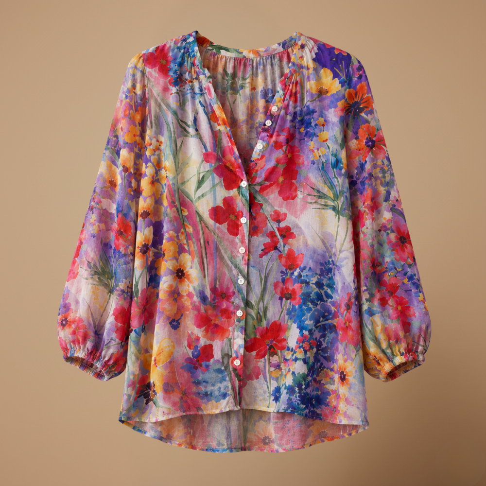Dames casual blouse met halflange mouwen en knoopsluiting Jelle Jora Mode