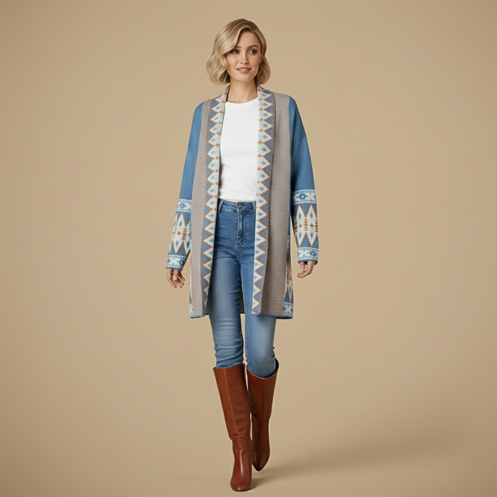 Dames halflang open gebreid vest Jelle Jora Mode