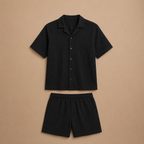 Heren set met overhemd met relaxte revers en korte broek Jelle Jora Mode