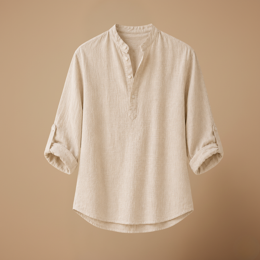 Heren casual blouse met V-hals en lange mouwen Jelle Jora Mode