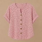 Damesblouse met bloemenprint V-hals en korte mouwen Jelle Jora Mode
