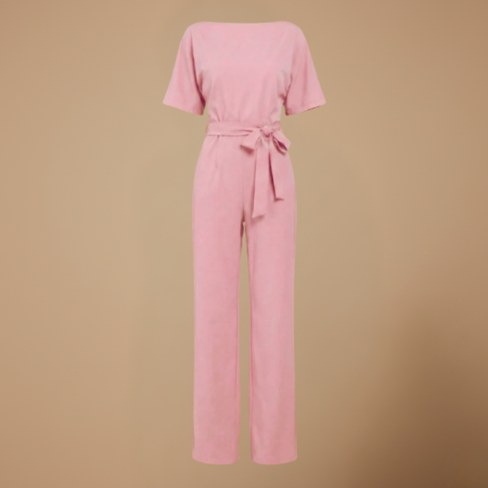 Dames jumpsuit met strik in de taille en wijde pijpen Jelle Jora Mode