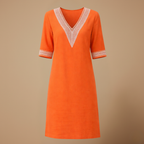 Elegante katoenen linnen zomerjurk met V-hals Jelle Jora Mode