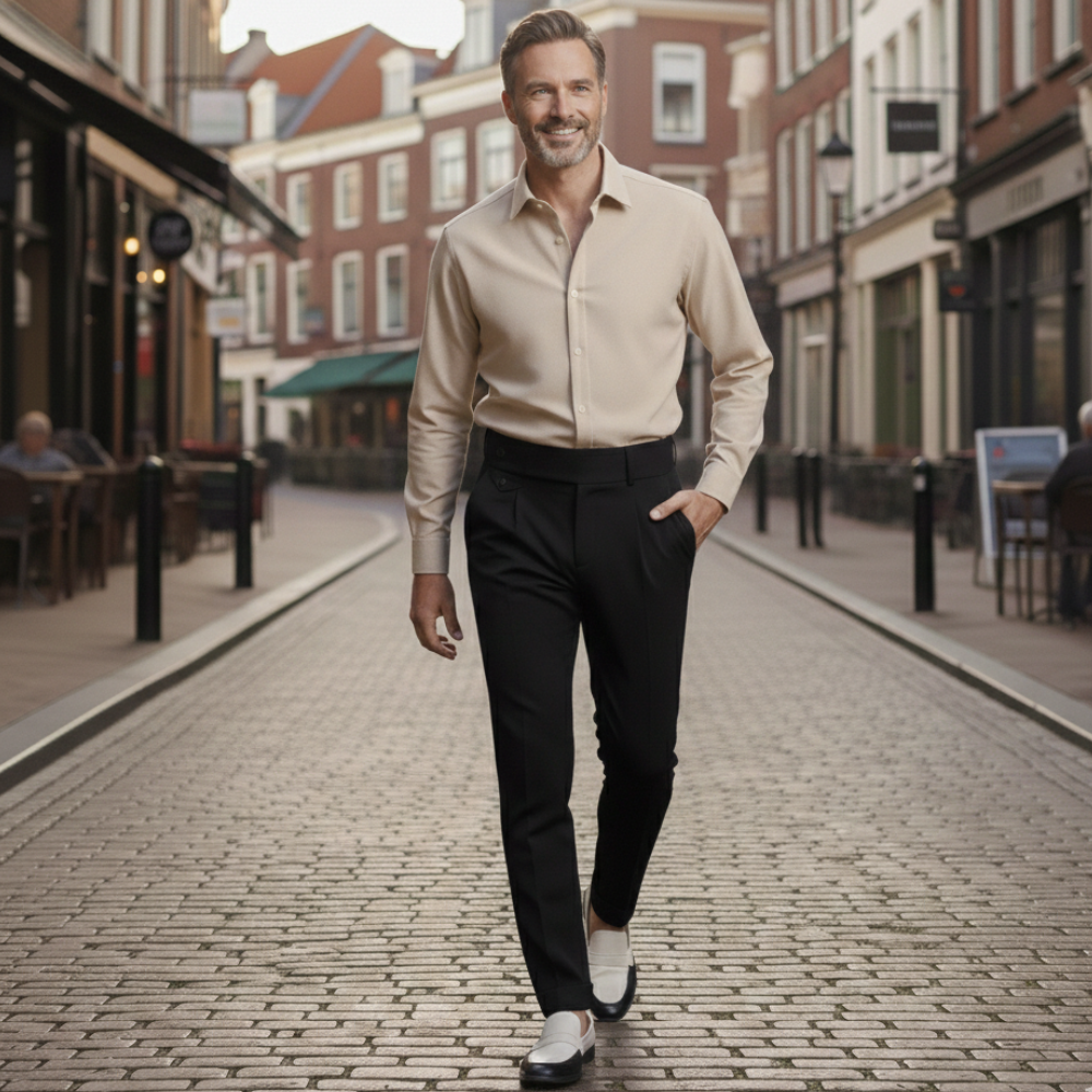 Herenbroek met hoge taille en rechte pijpen Jelle Jora Mode