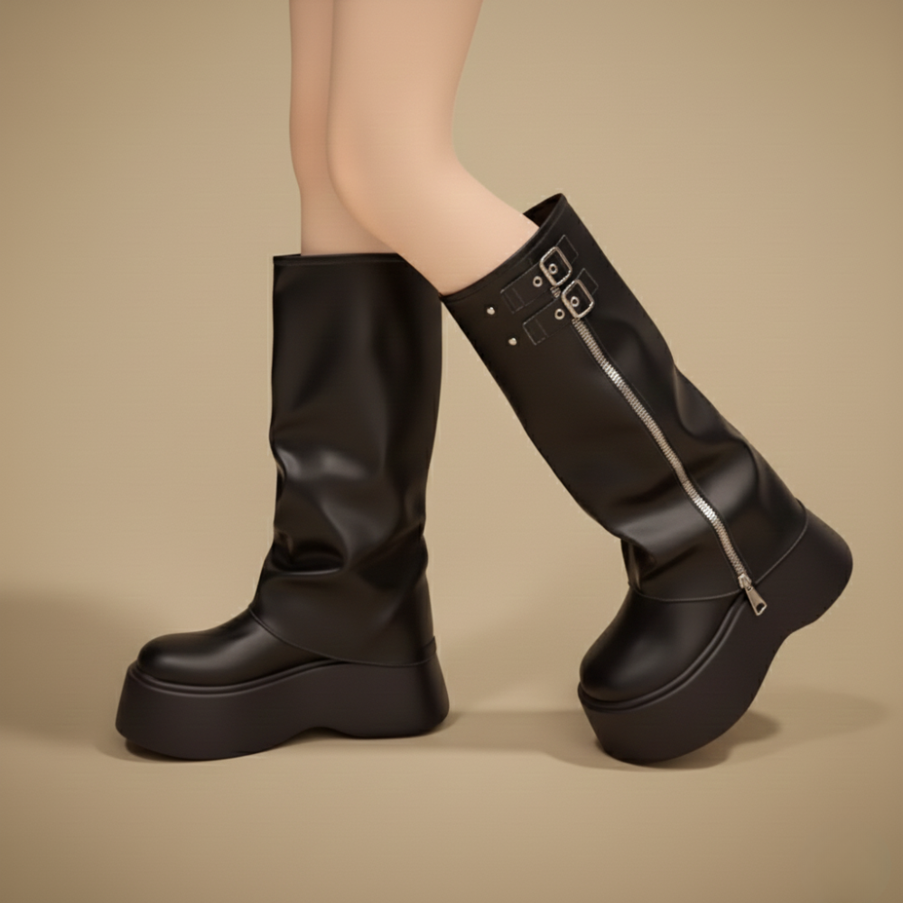 Lange winterlaarzen met plateauzool voor dames Jelle Jora Mode