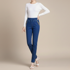 Slim Fit Straight Hose aus Denim mit elastischem Bund Jelle Jora Mode