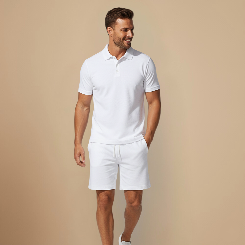 Casual Poloshirt en Korte Broek Tweedelige Set voor Heren Jelle Jora Mode
