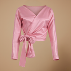 Dames elegante casual wikkelblouse met strikceintuur en lange mouwen Jelle Jora Mode