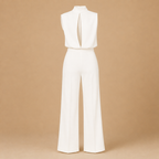 Dames jumpsuit met hoge kraag en wijde pijpen Jelle Jora Mode