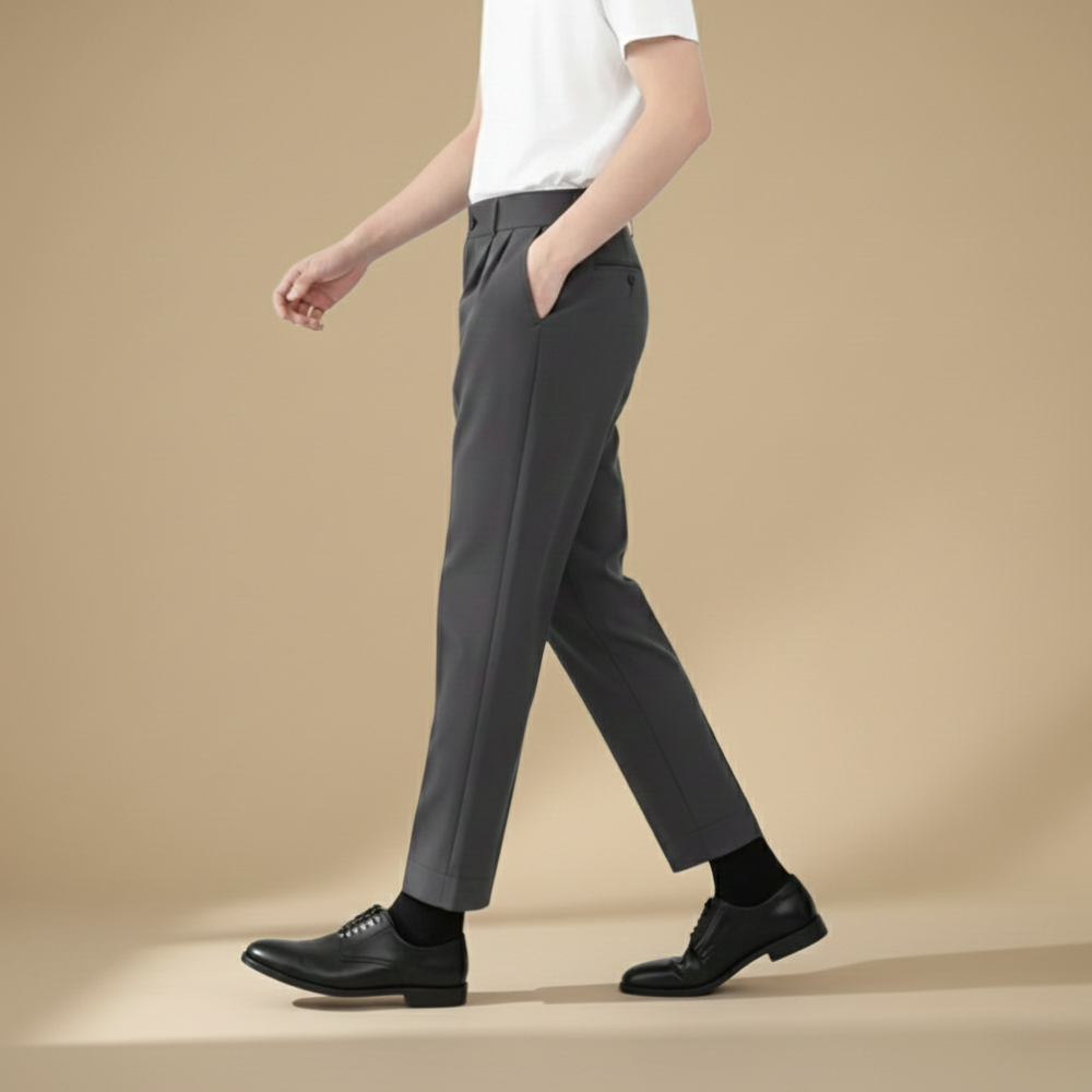 Slim fit taps toelopende enkellange herenbroek Jelle Jora Mode