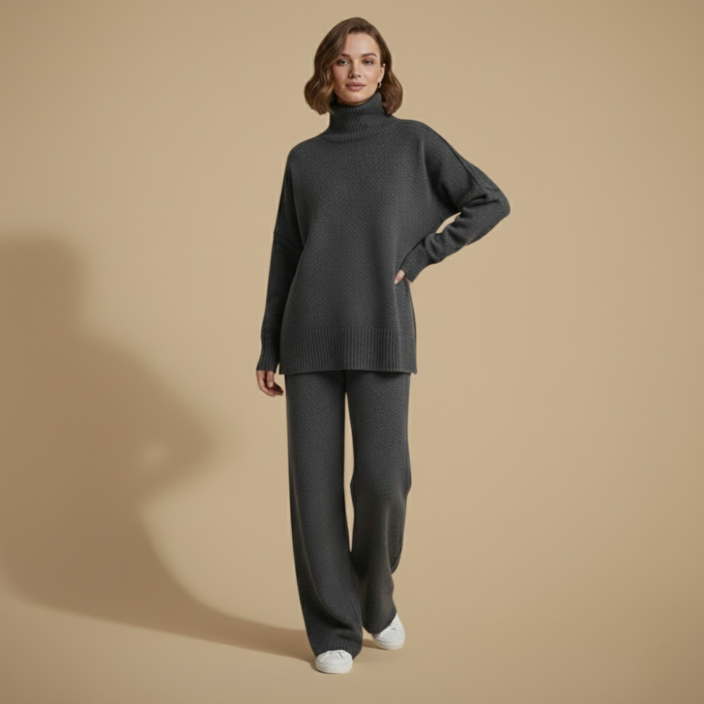 Dikke gebreide broek met hoge kraag voor dames Jelle Jora Mode