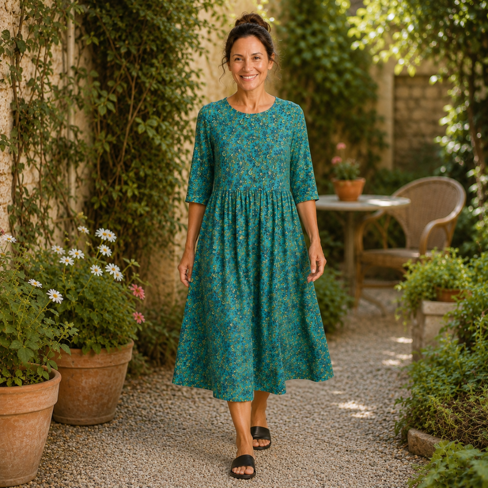 Dames midi-jurk met bloemenprint en halflange mouwen Jelle Jora Mode