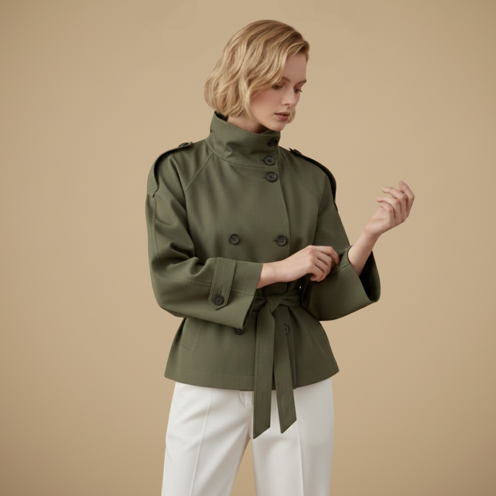 Korte trenchcoat met dubbele knoopsluiting voor dames Jelle Jora Mode