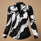 Dames blouse met print en lange mouwen met knoopsluiting Jelle Jora Mode