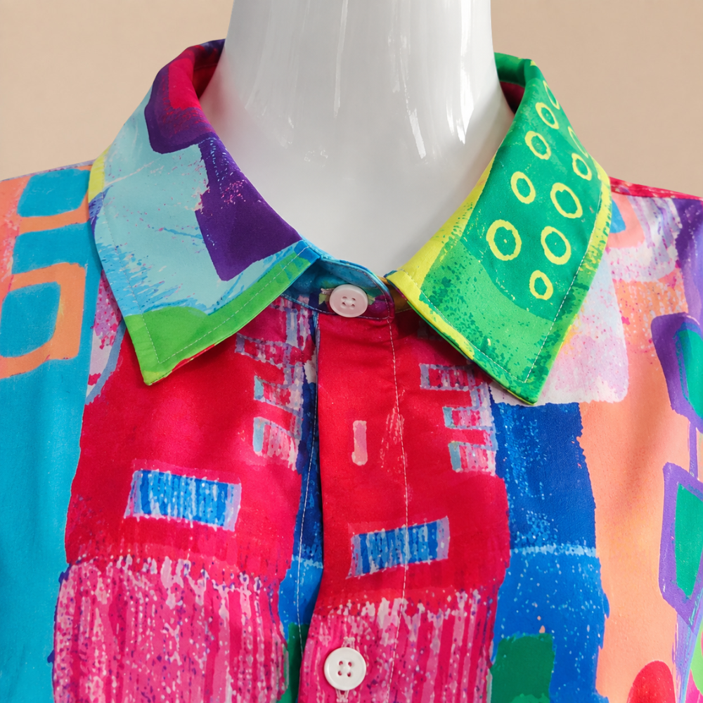 Dames blouse met lange mouwen en abstract patroon Jelle Jora Mode