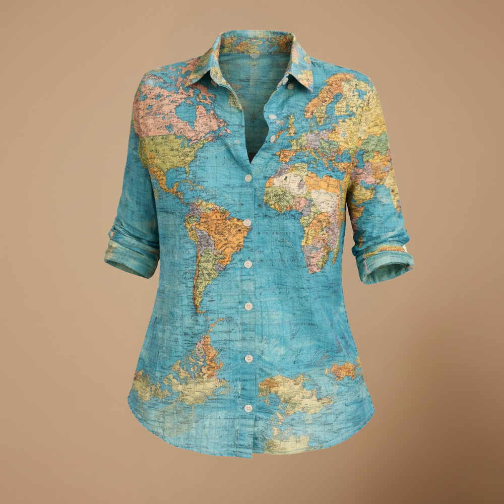 Damesblouse met knopen en slanke pasvorm, met kaartmotief Jelle Jora Mode