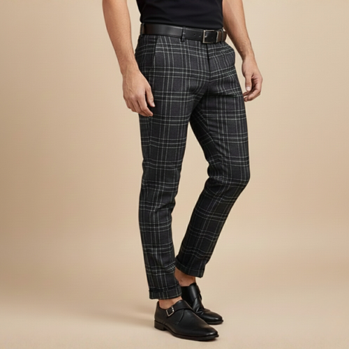 Casual geruite broek met rechte pijpen voor heren Jelle Jora Mode