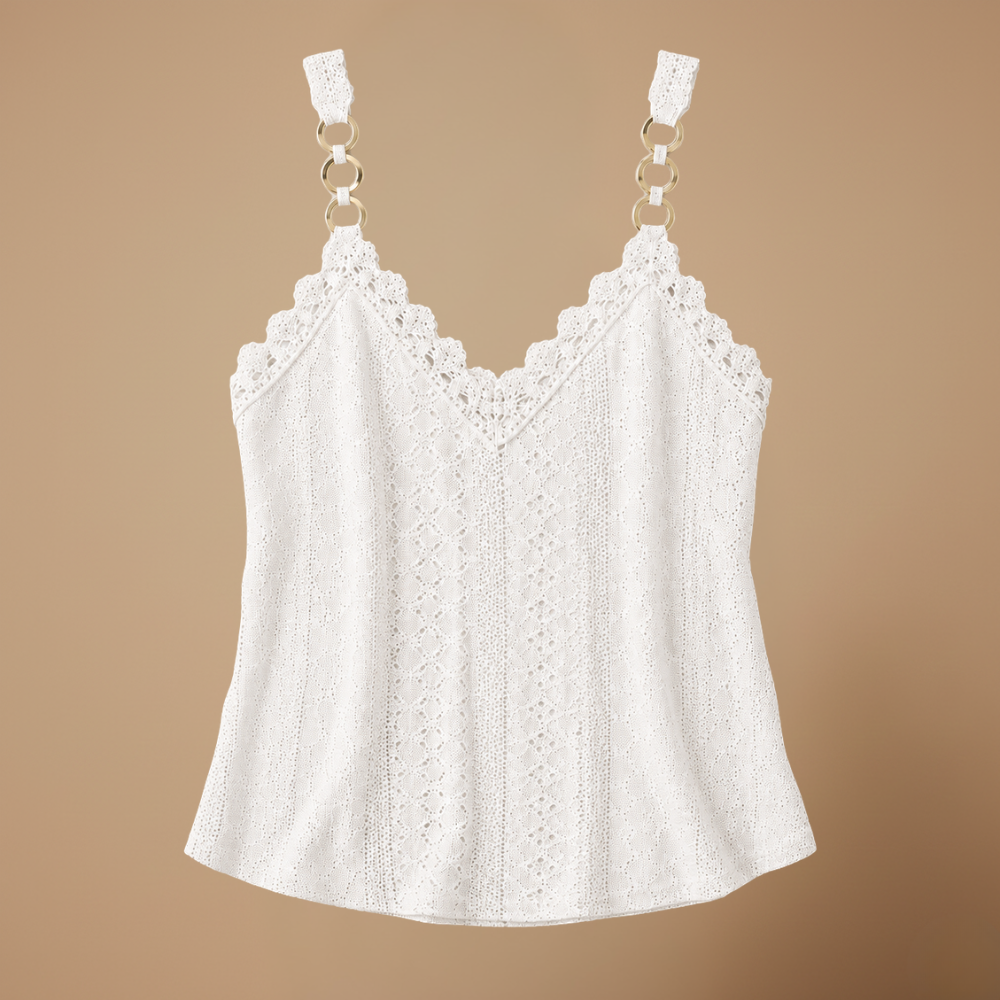 Damesblouse met spaghettibandjes en kanten rand Jelle Jora Mode