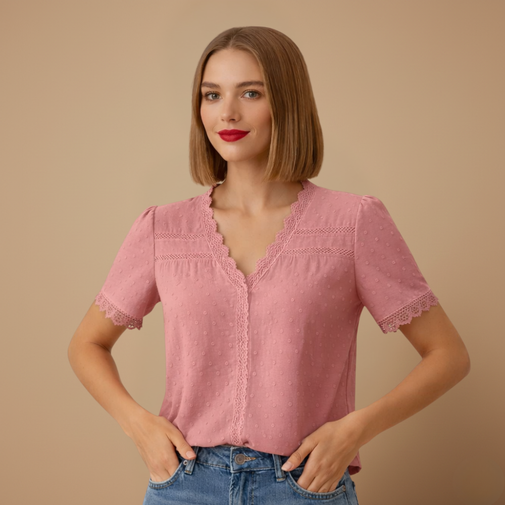 Elegante kanten blouse met korte mouwen Jelle Jora Mode