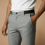 Heren slim fit zakelijke broek met enkellengte