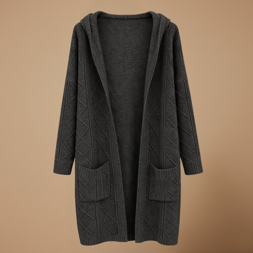 Cardigan met capuchon en kabelstructuur lang model Jelle Jora Mode