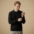 Minimalistisch slim fit geribd gebreid poloshirt voor heren&nbsp; Jelle Jora Mode
