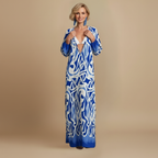 Dames zomer maxi-jurk met lange mouwen en print
