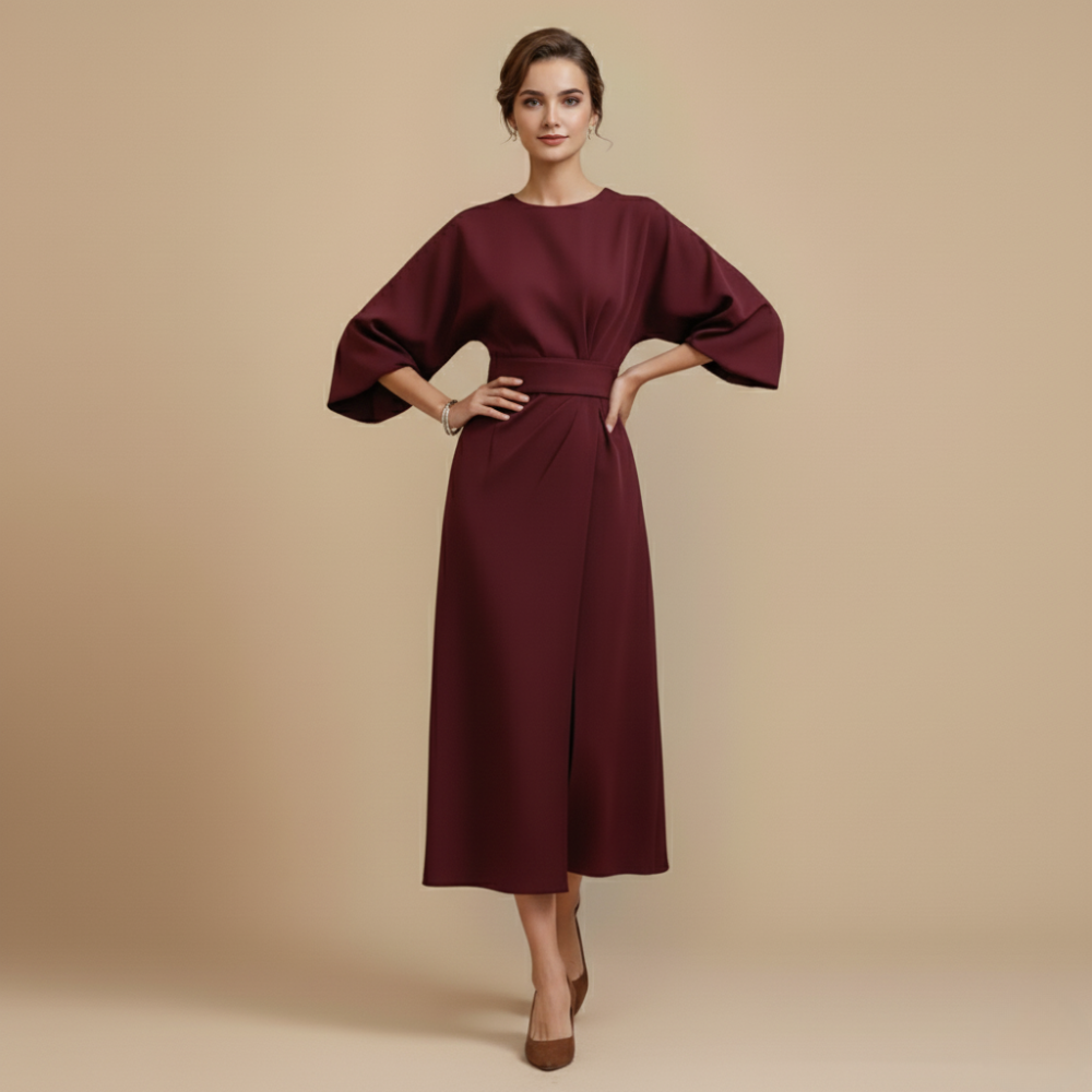 Elegante Effen Jurk met Vleermuismouwen Jelle Jora Mode