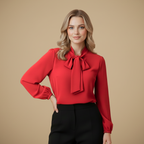 Damesblouse met lange mouwen en elegant strikdetail Jelle Jora Mode