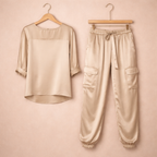 Dames relaxte set – top met lange mouwen en losse broek Jelle Jora Mode