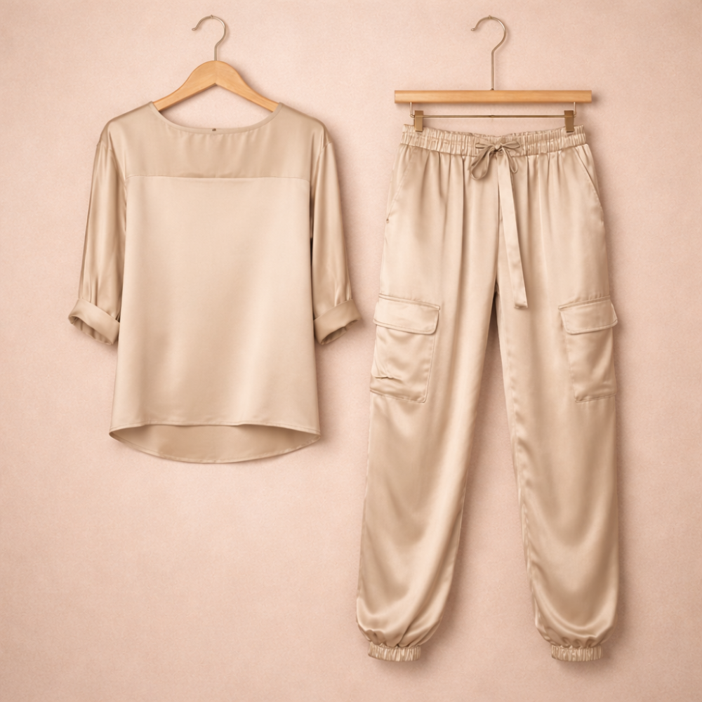 Dames relaxte set – top met lange mouwen en losse broek Jelle Jora Mode