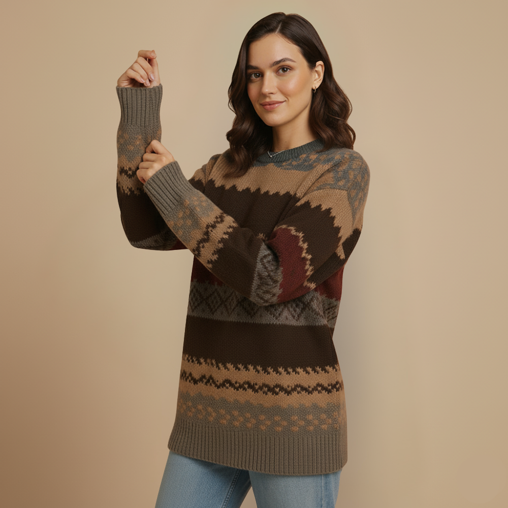 Losvallende gebreide trui met ronde hals Jelle Jora Mode