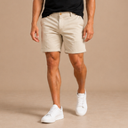 Heren slim fit chino-short Jelle Jora Mode