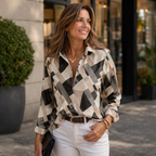 Damesblouse met geometrisch patroon – Een nonchalante stijl Jelle Jora Mode