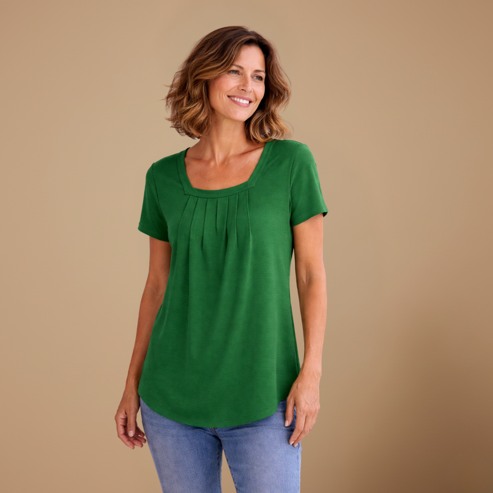 Dames casual T-shirt met vierkante kraag en korte mouwen Jelle Jora Mode