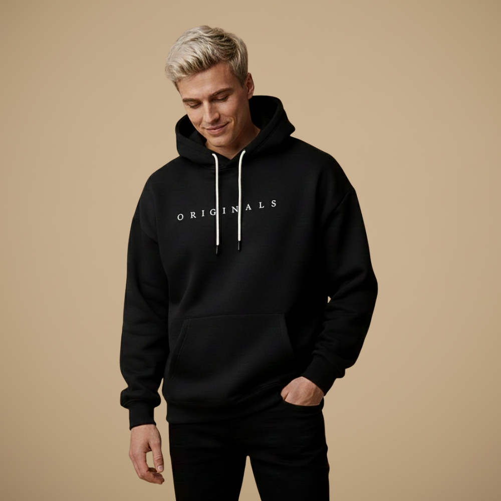 Heren hoodiejack met losse pasvorm en grafische print Jelle Jora Mode