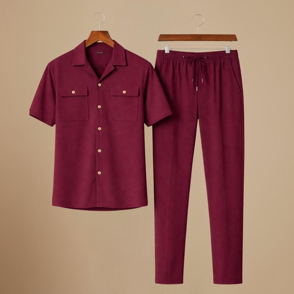Wafelgebreid shirt en broek tweedelige set Jelle Jora Mode